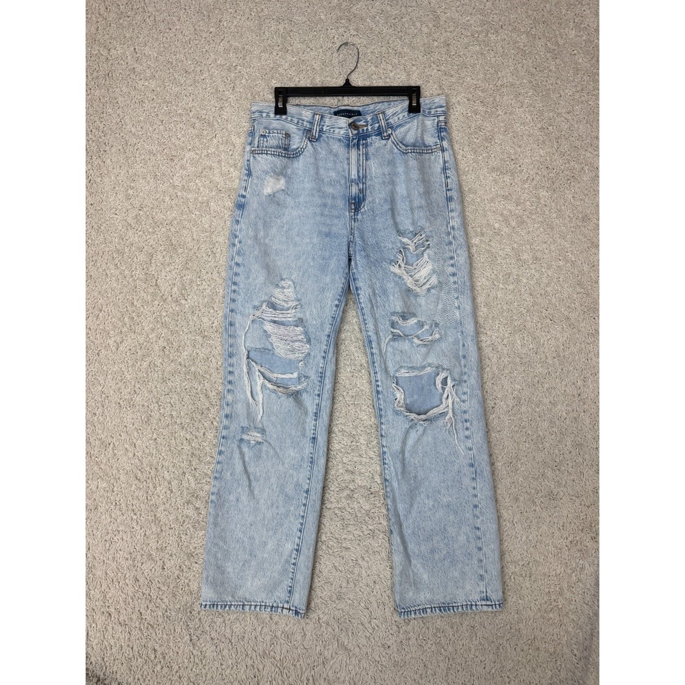 Aeropostale Skater Jeans Womens 8 Blue Denim Distressed Stretch Holes Light
